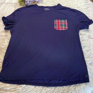 Tommy John Second Skin Plaid Pocket Blue Pajama Shirt